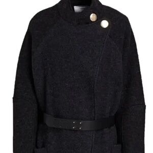 BA&SH Paris Bouclé Wool Coat - Grey size 2